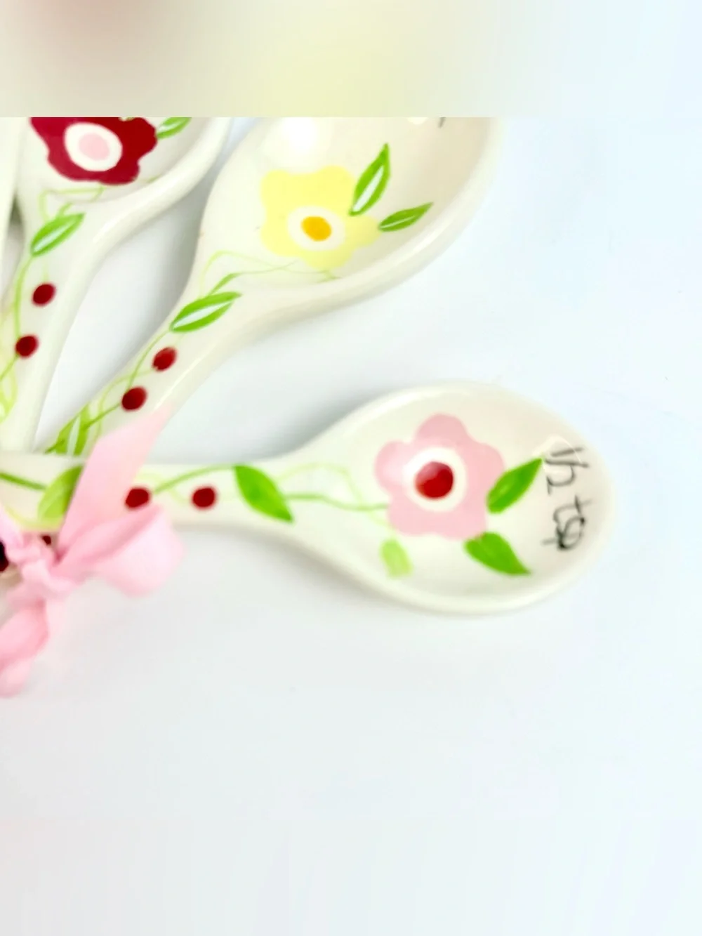 Springtime Flowers Hand Painted Ceramic Measuring Spoons